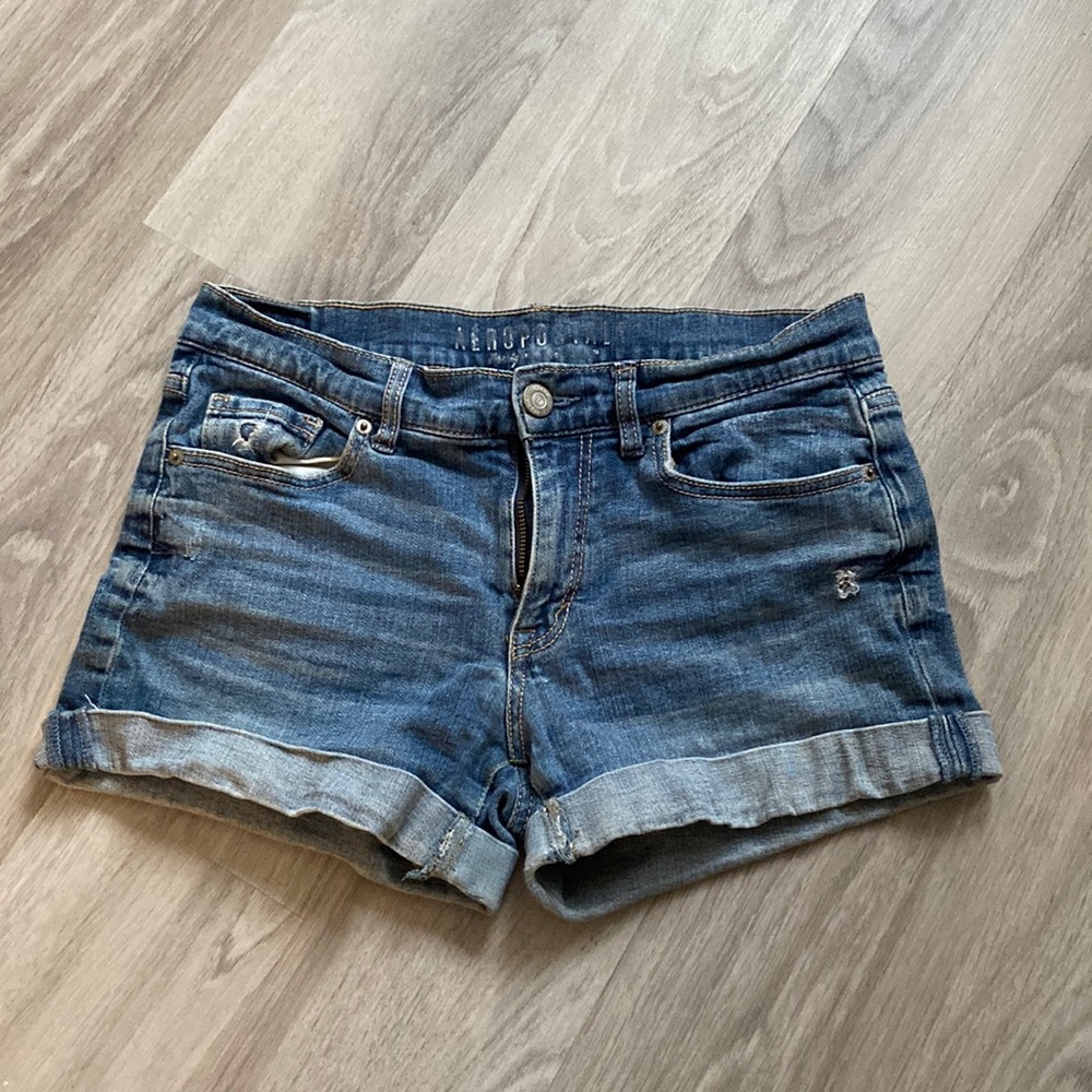 Light wash jean shorts
